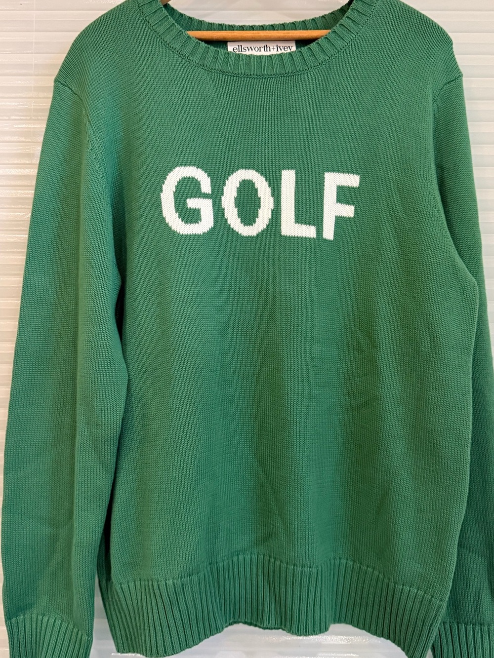 Ellsworth & Ivey GOLF Graphic Knit Crewneck Sweater - Size Large - Green